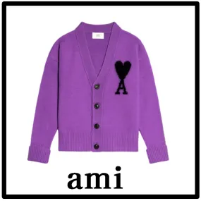 AMI PARIS  |Unisex Street Style Logo Designers Cardigans