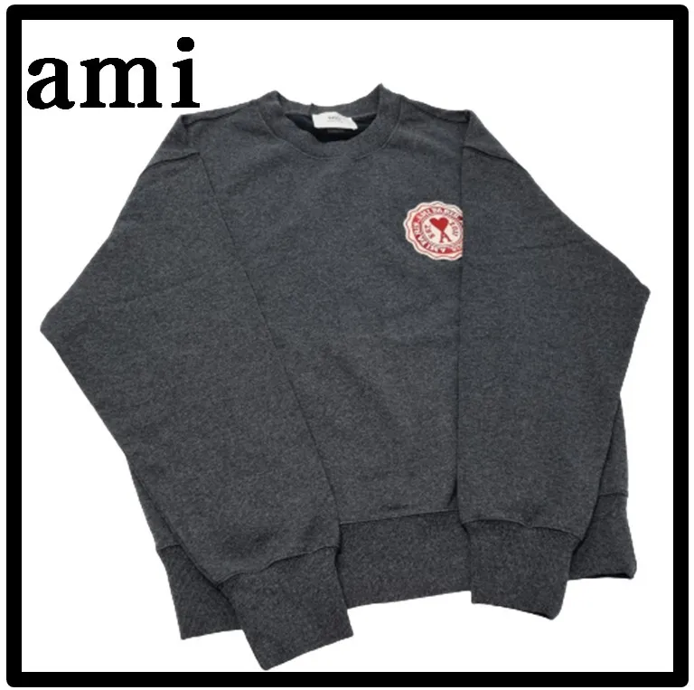 AMI PARIS  |Unisex Street Style Logo Designers Sweatshirts