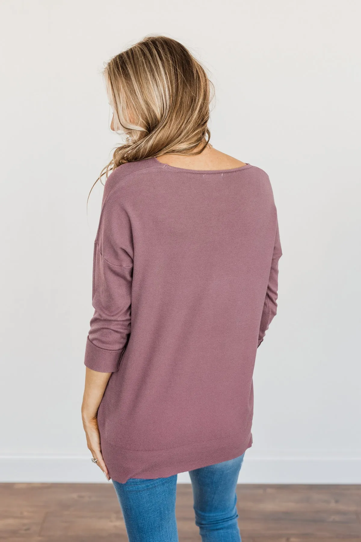 Angel On Earth V-Neck Sweater- Dark Lavender