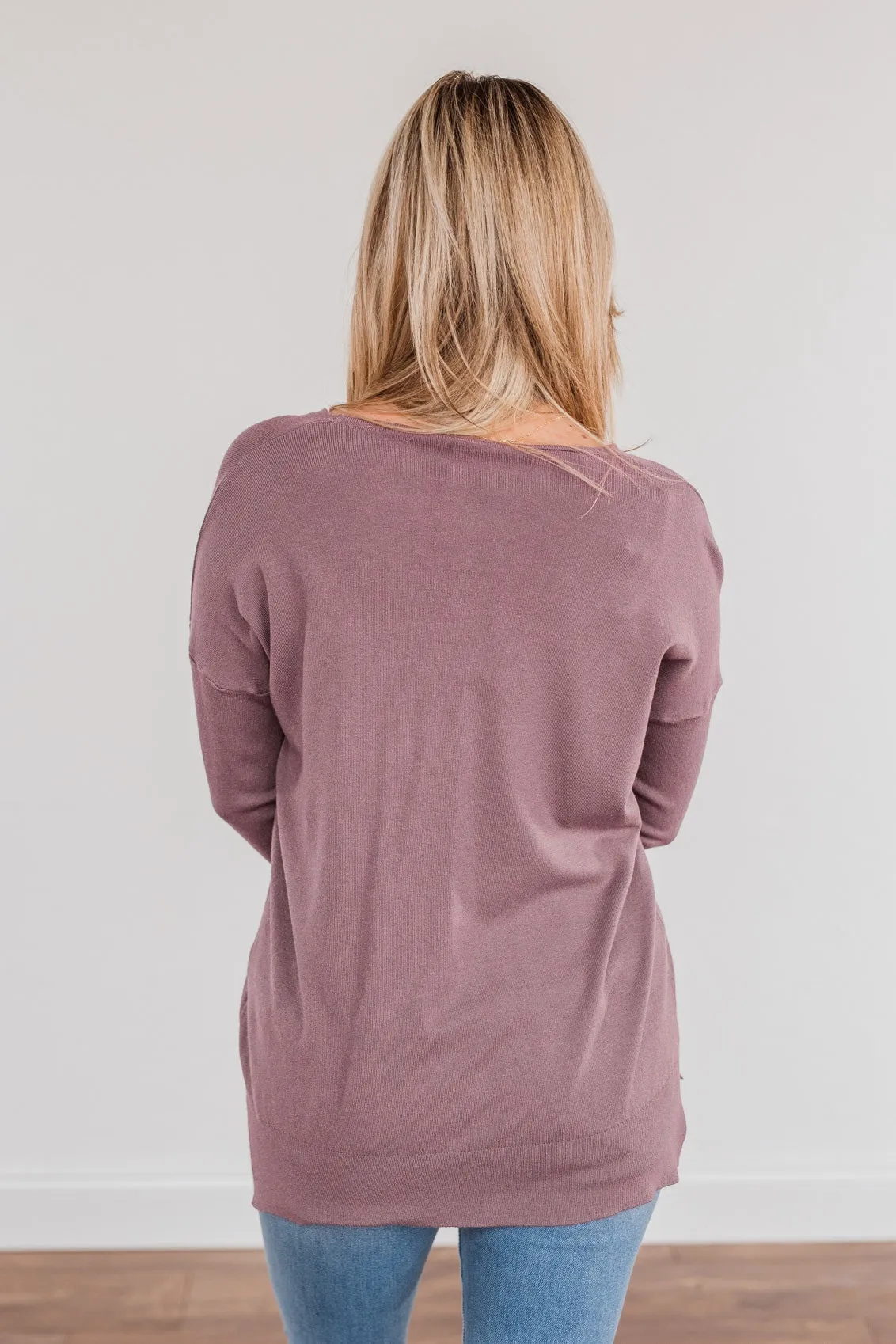 Angel On Earth V-Neck Sweater- Dark Lavender