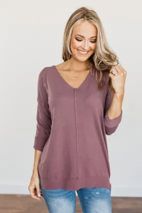 Angel On Earth V-Neck Sweater- Dark Lavender