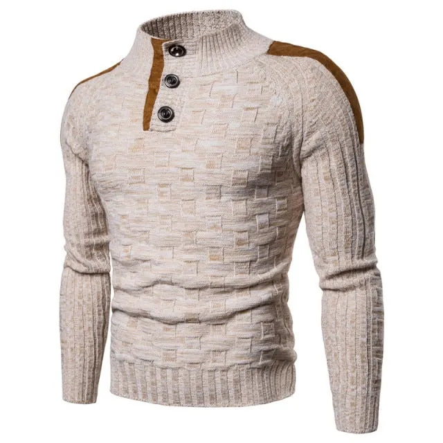 Ashoreshop Mens Oversized Sweater knitted Pullover with Buttons