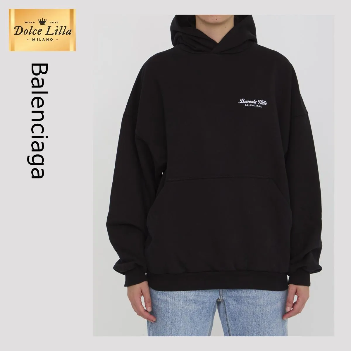 BALENCIAGA  |Beverly Hills Hoodie Oversized in Black/white