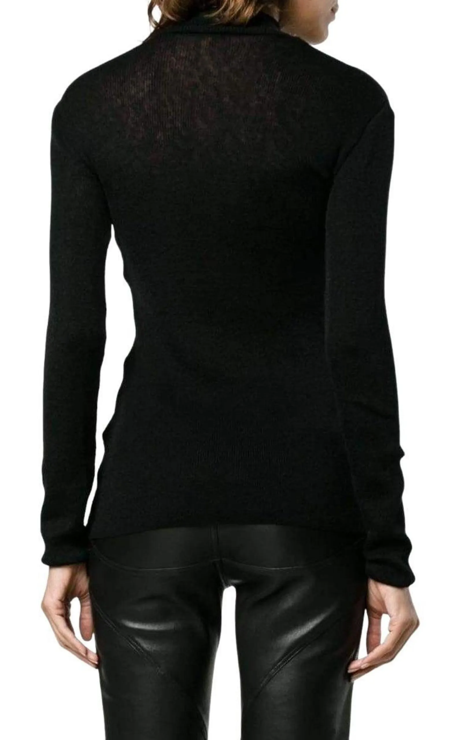 BALMAIN  |Black Knit Turtleneck Fine Wool Sweater