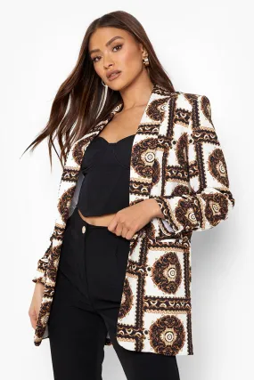 Baroque Ruched Sleeve Blazer