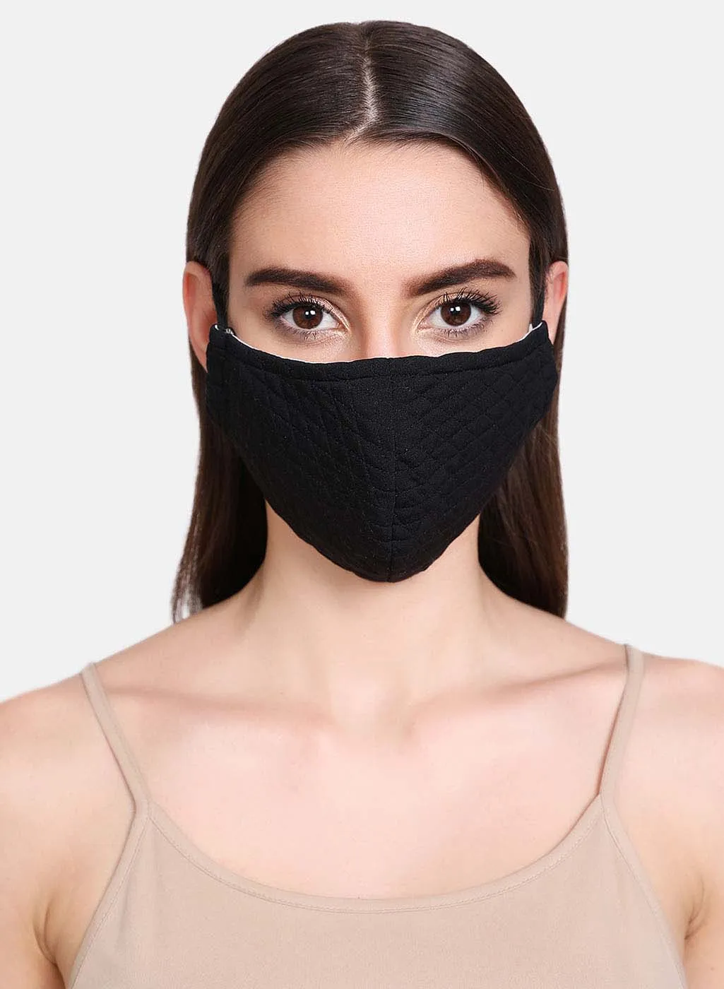 Basic Black Quilted 3 Layer Face Mask