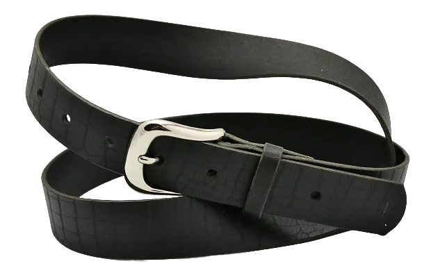 Belt | unstitched black narrow | croc print