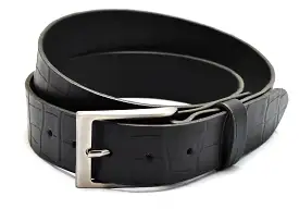 Belt | unstitched wide | croc print | black