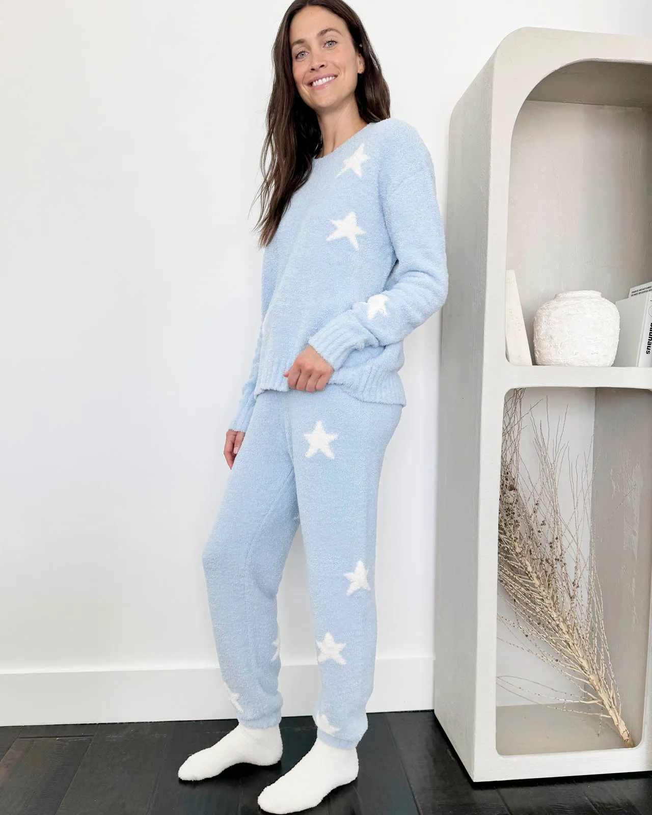 Blue Star Fuzzy Sweater PJ Set