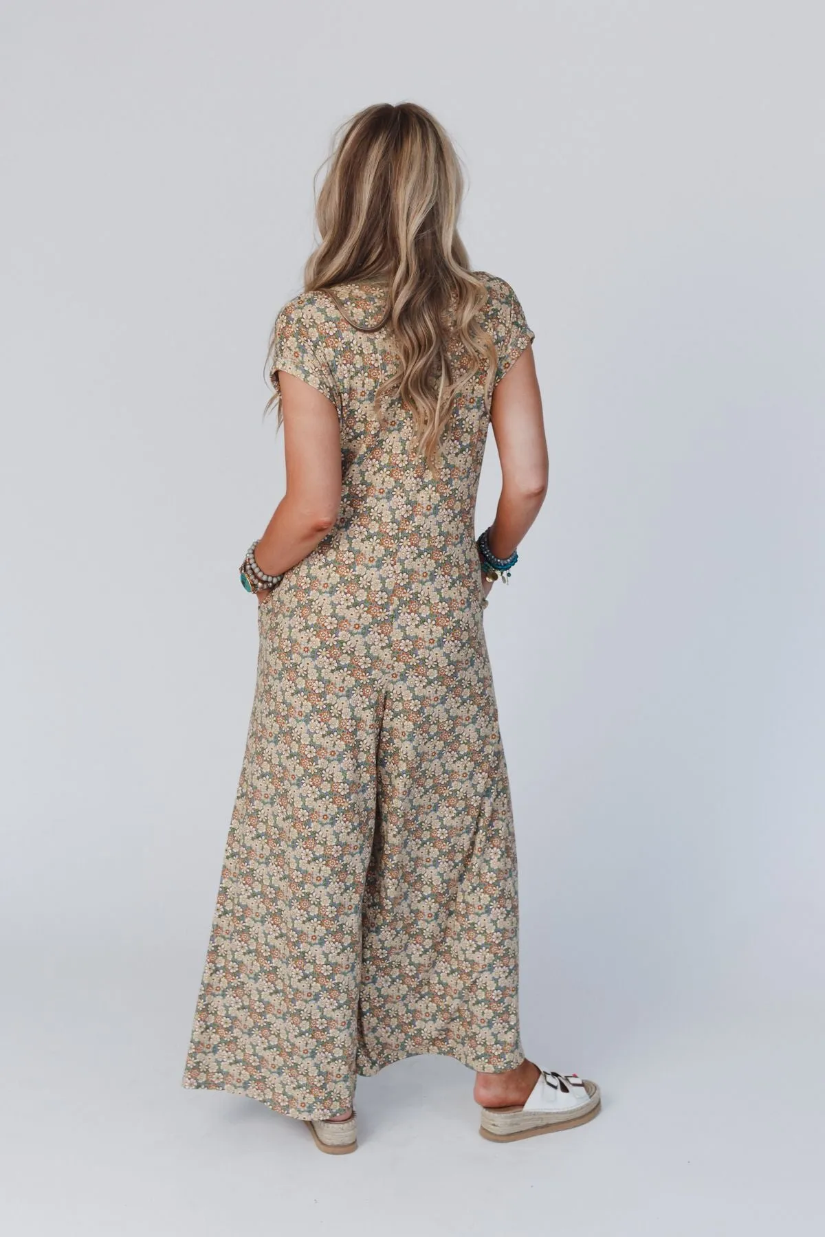 Daphne Floral Print Jumpsuit - Blue