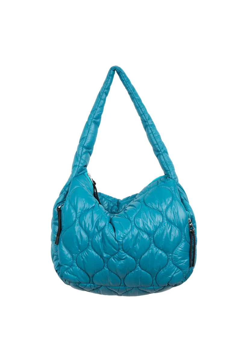 Deep Teal Quilted Hobo Tote Bag