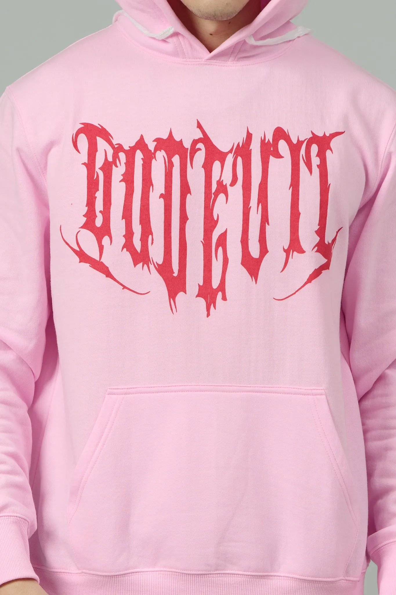 Designer Go Devil Printed Pink Hoodie for Men