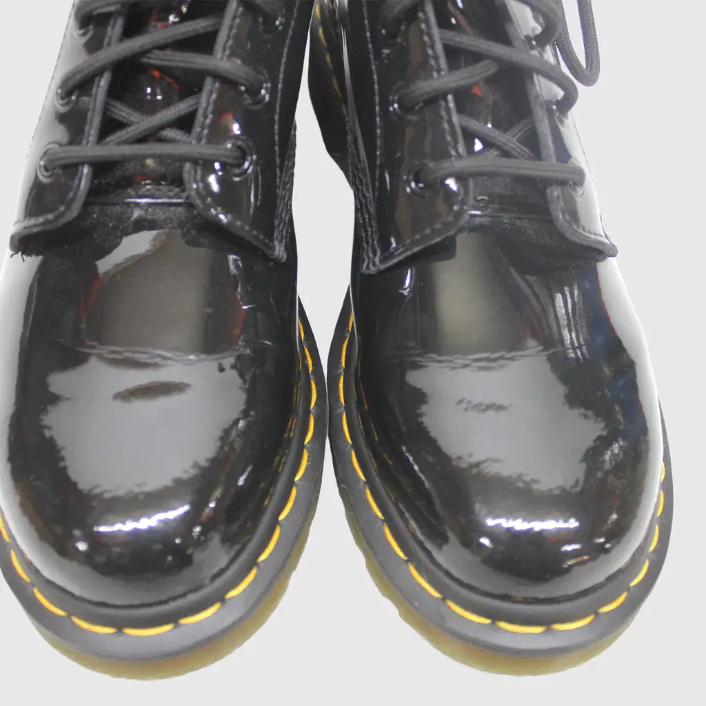 Dr. Martens 1460 Patent Lamper 8 Eyelet Black Patent Womens Boots - UK 6.5