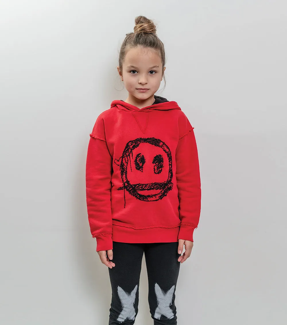 embroide sprayed smile hoodie