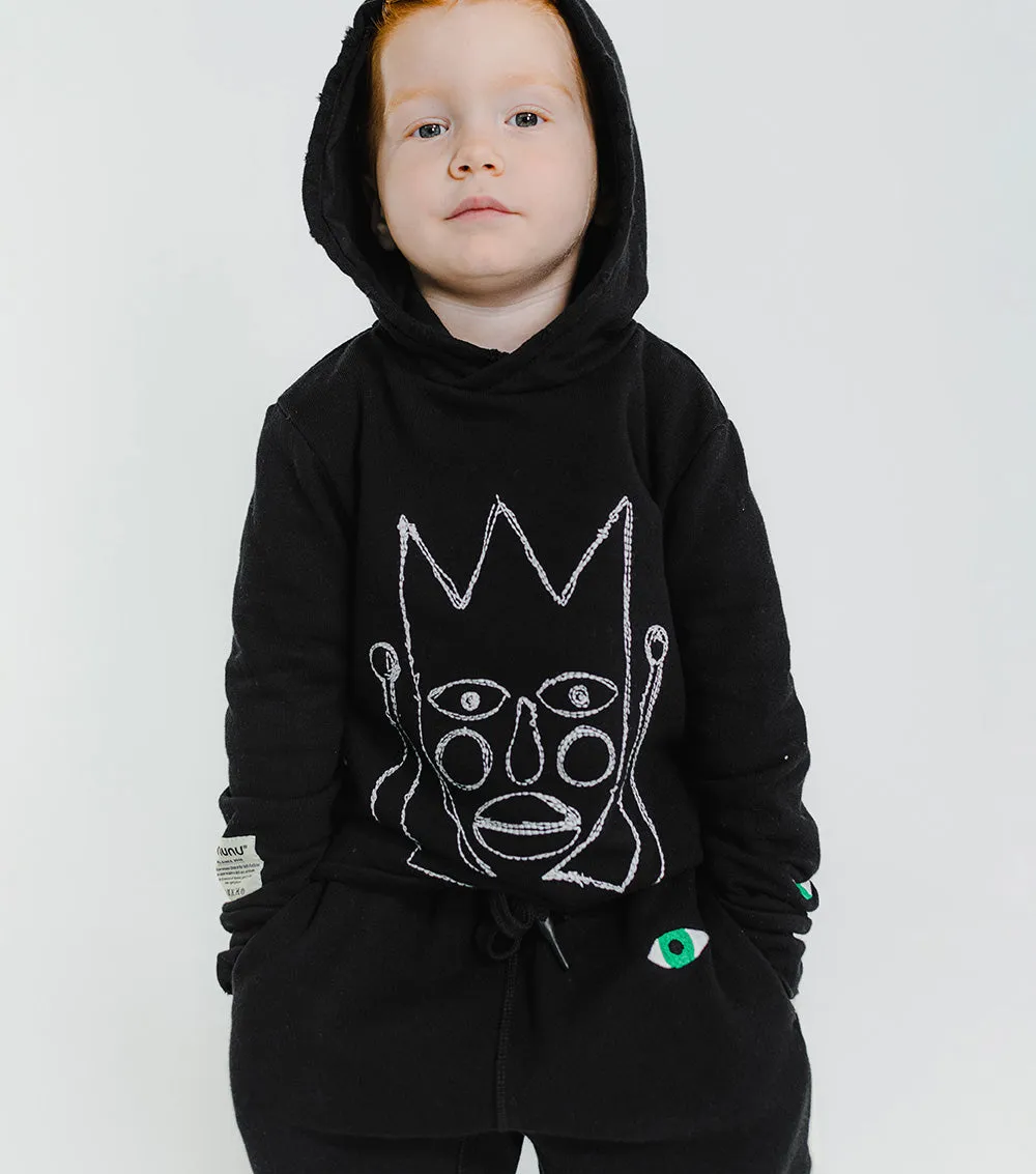 embroidered crown jester hoodie