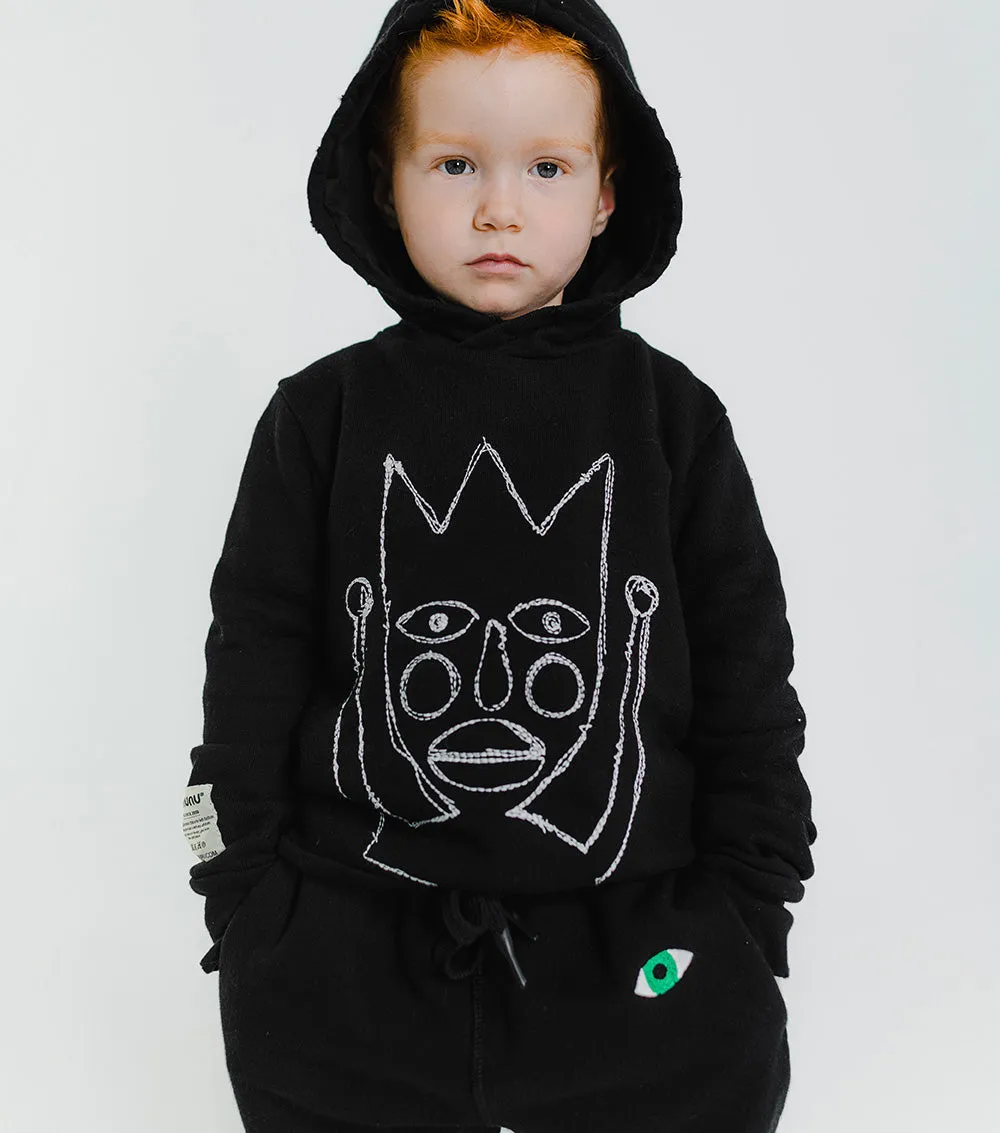 embroidered crown jester hoodie