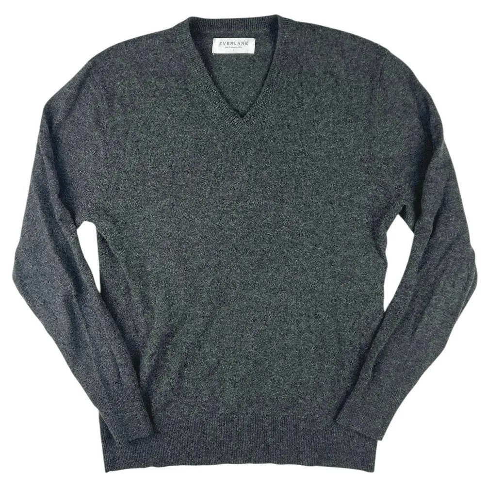 Everlane Men's Gray Cashmere Knit V-neck Long Sleeve Pullover Sweater Top Size S