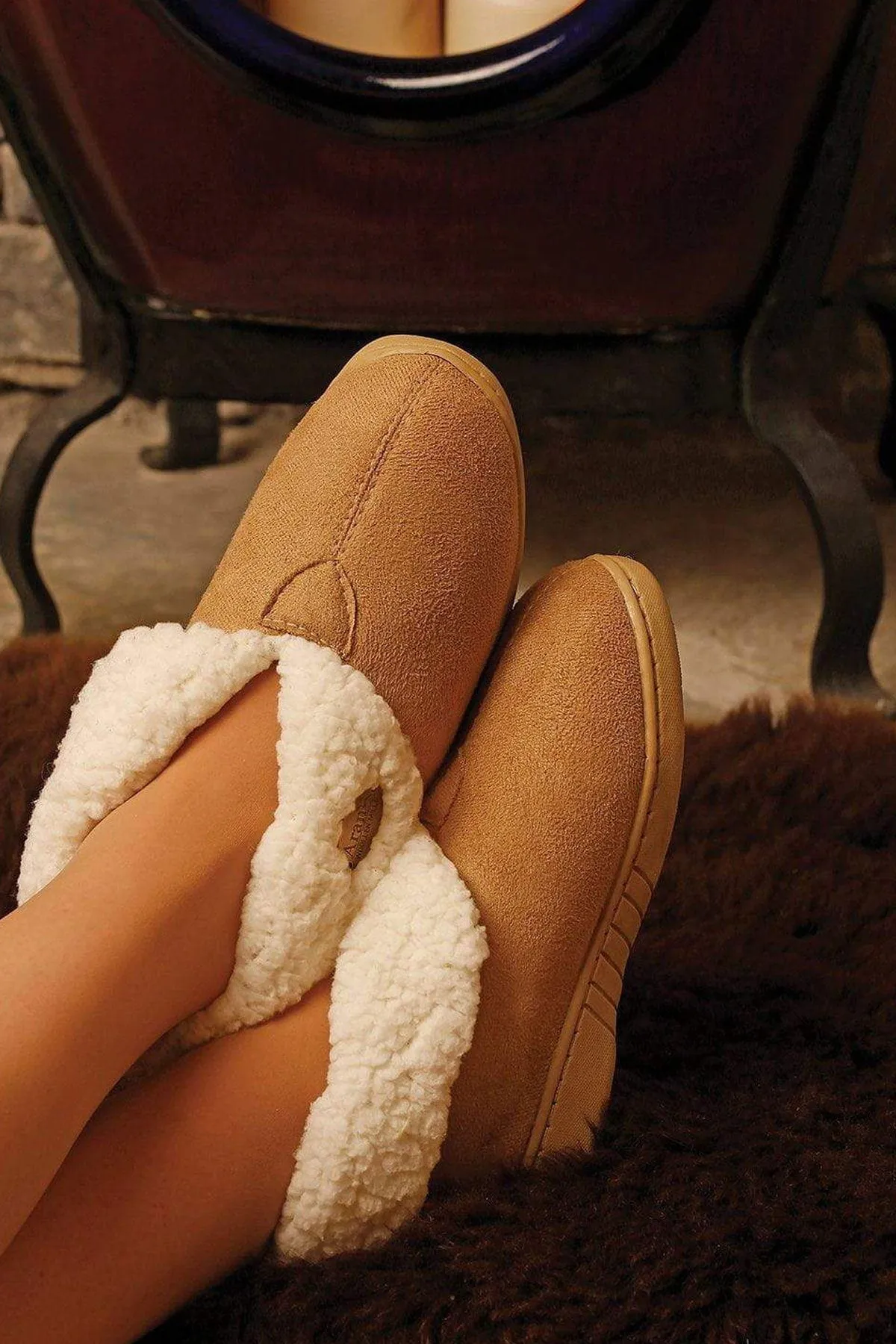 Faux Suede Adult Slipper Boots