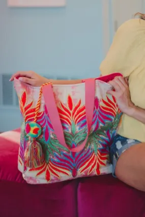 Feather Tie Dye Shoulder Tote Bag