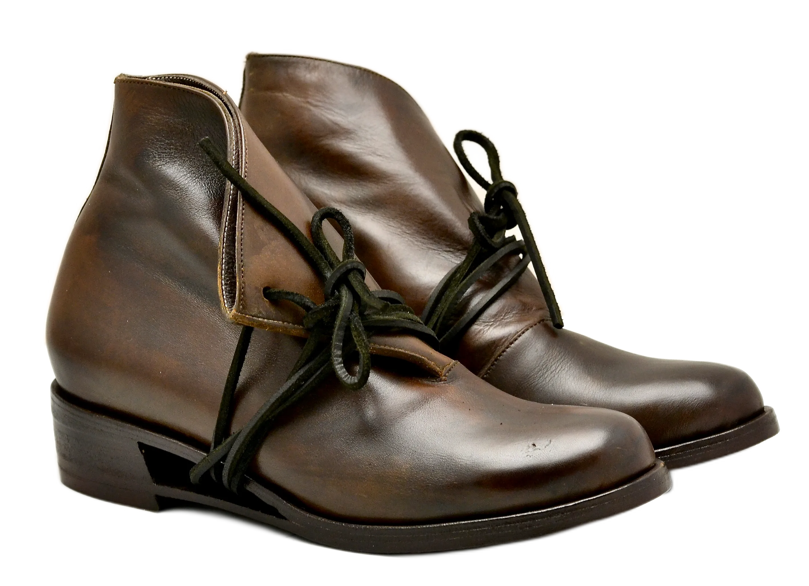 Foldover boot negative wedge |  Brown | Calf