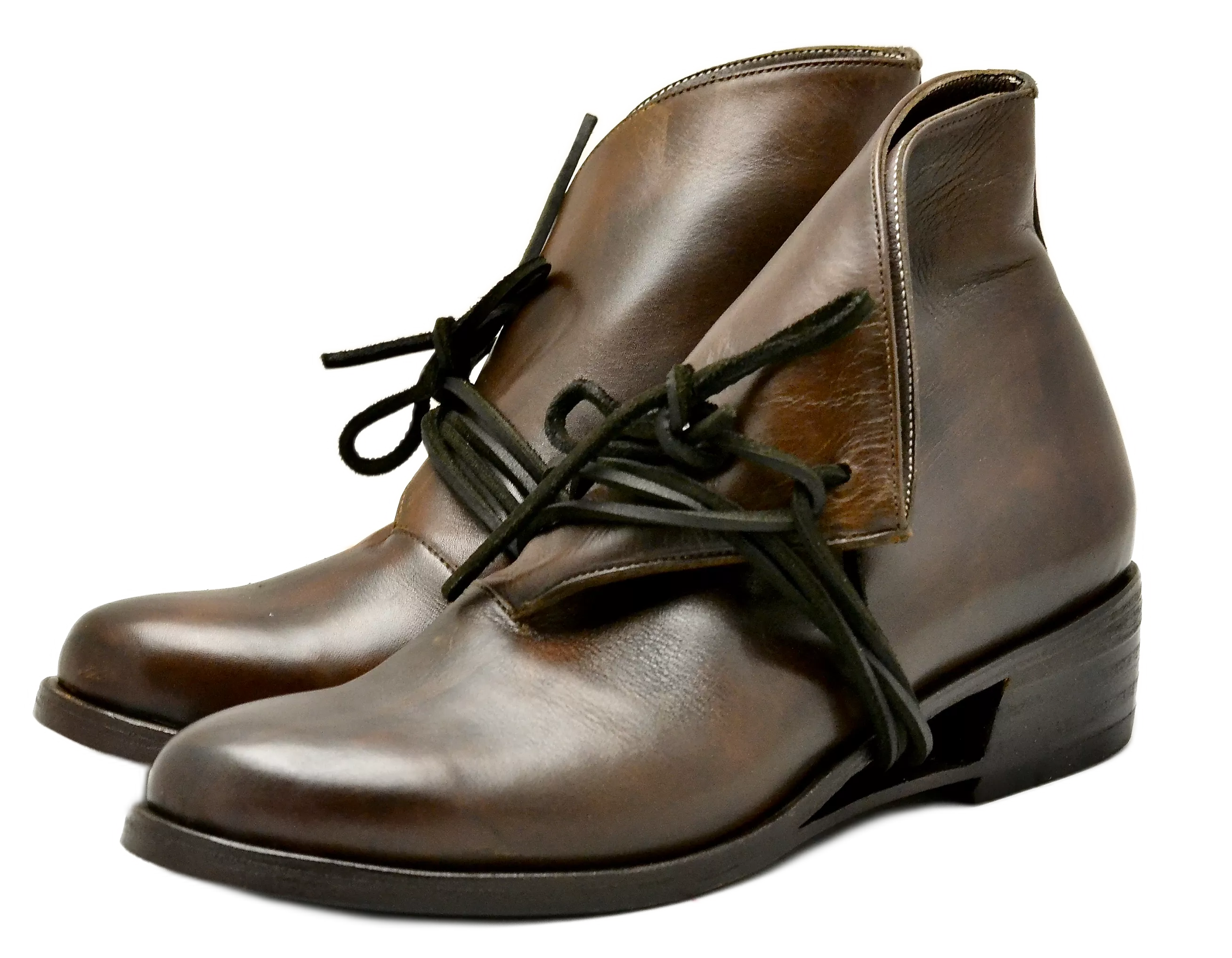 Foldover boot negative wedge |  Brown | Calf