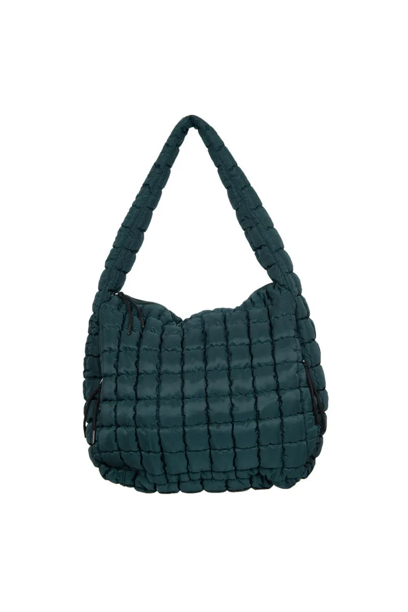 Forest Green Quilted Puffer Tote Bag