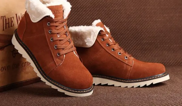 Fur lined Boots for Men Winter Workboots with Thick Sole