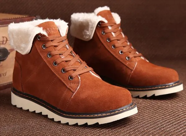 Fur lined Boots for Men Winter Workboots with Thick Sole