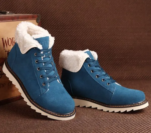 Fur lined Boots for Men Winter Workboots with Thick Sole