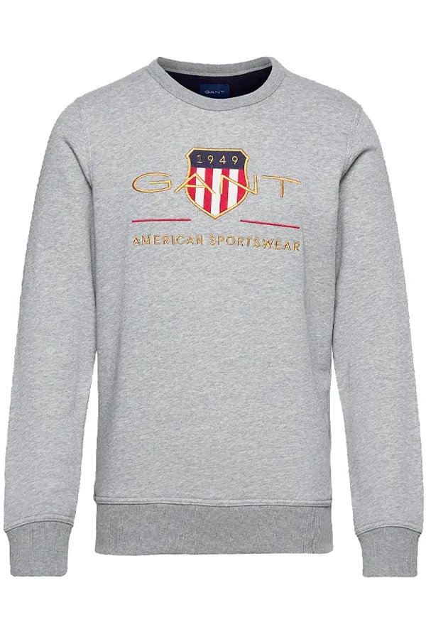 GANT Gold Shield Crew Sweatshirt Grey