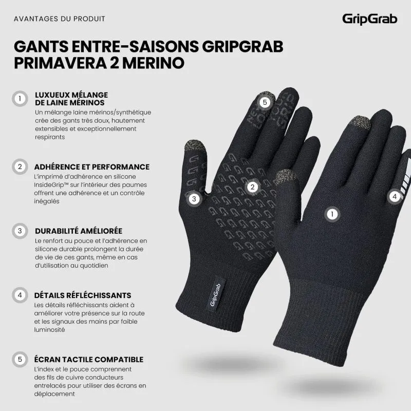 GripGrab  Primavera 2 Merino Spring-Autumn Gloves - Guanti ciclismo