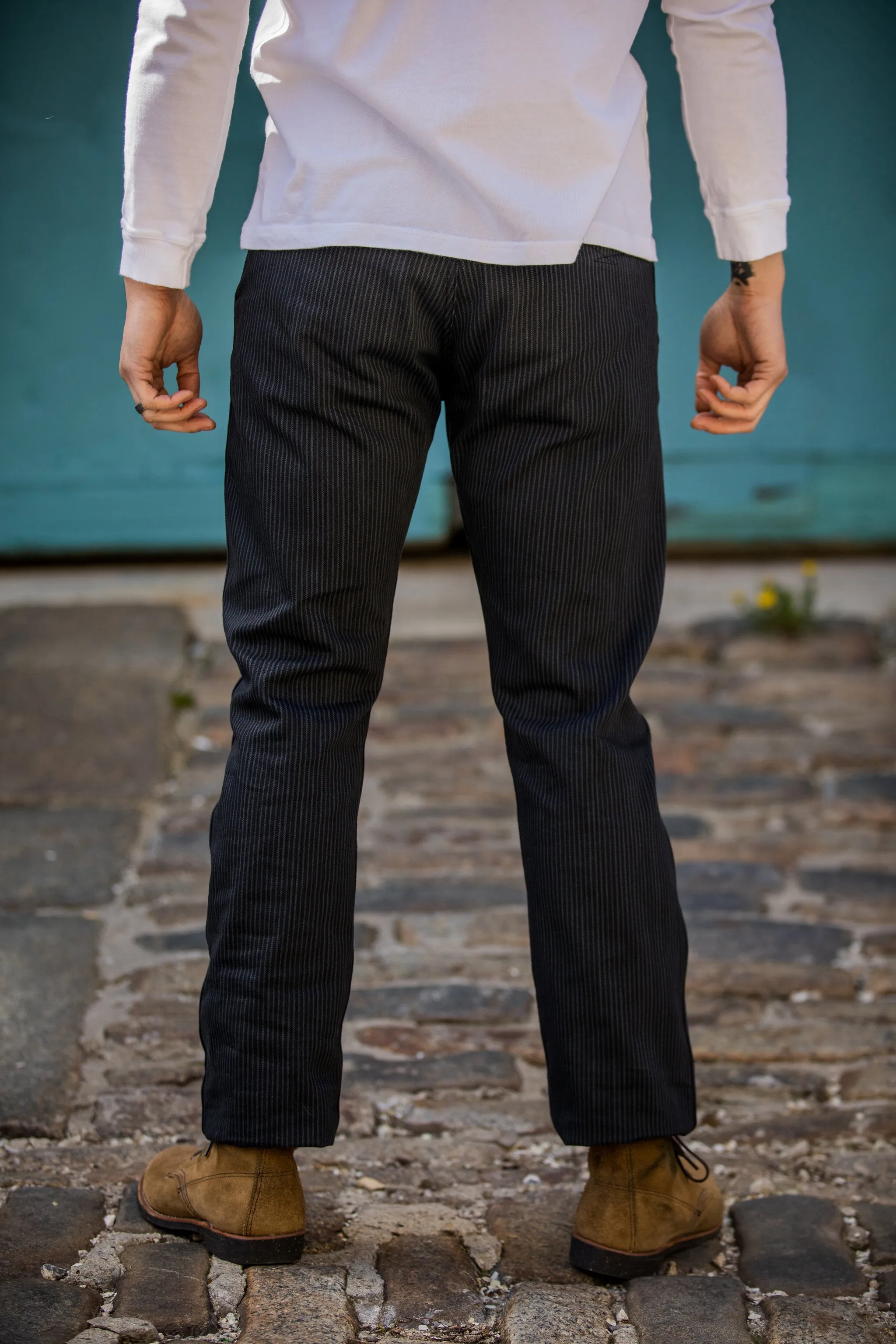 Indigofera Swearengen Pant - Grey/Black Hickory Stripe