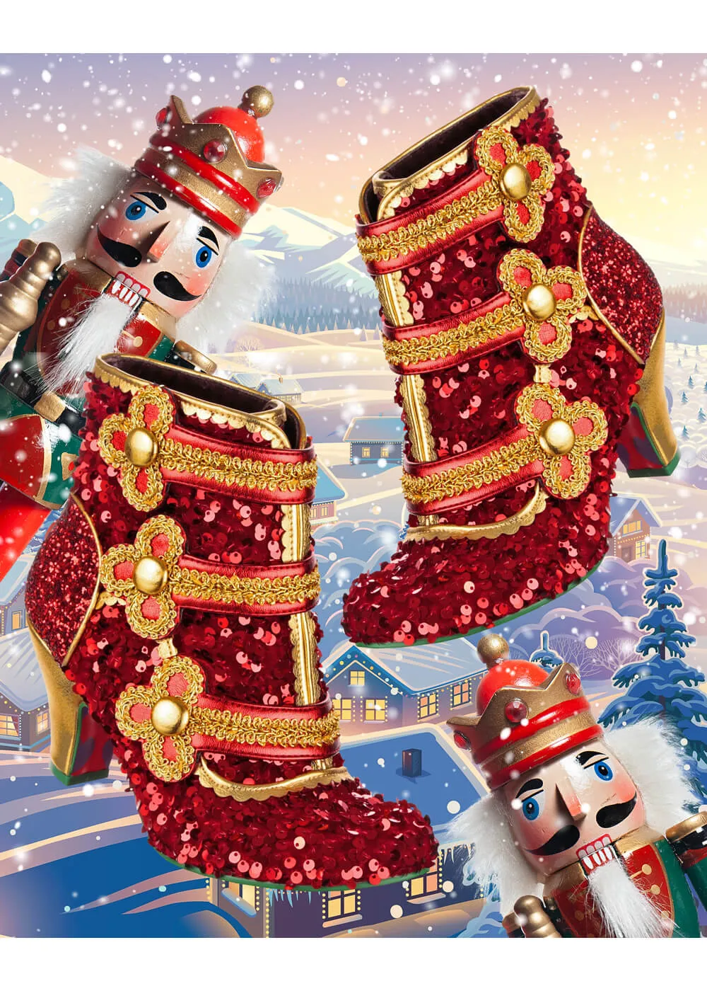 Irregular Choice Christmas Mouse King Boots Red