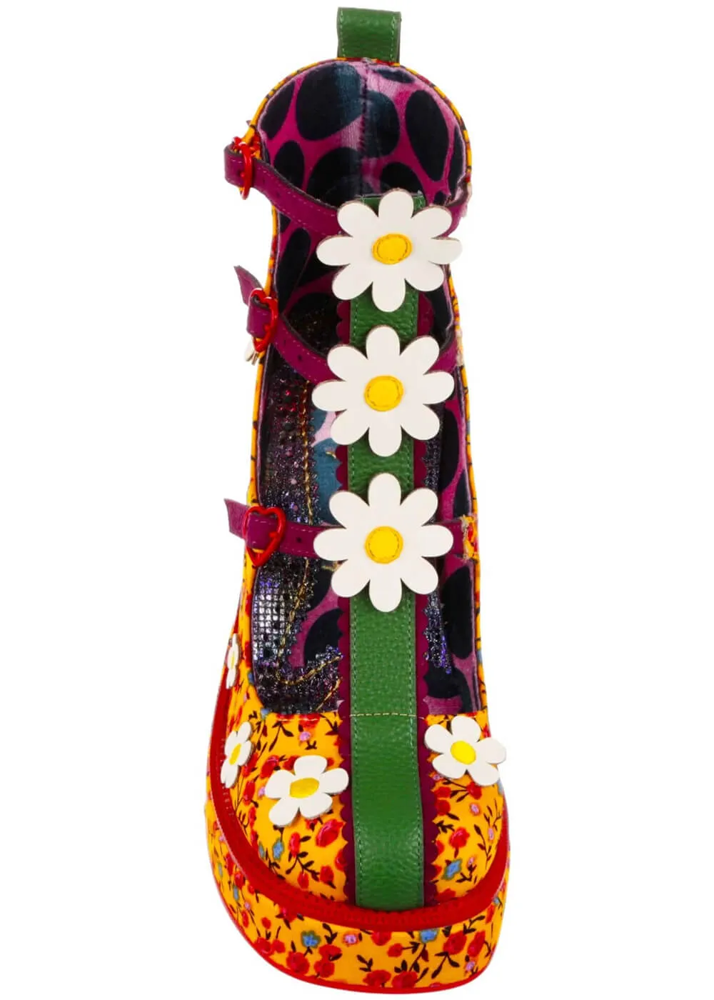 Irregular Choice Sunny Hunny Hazy Daisy Floral 60's Boots Yellow