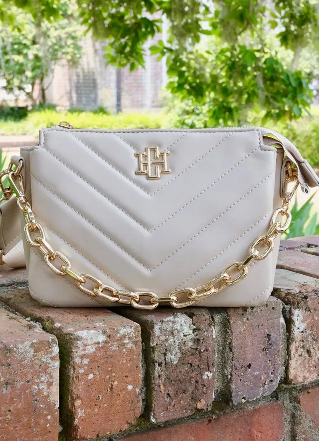 Jace Crossbody Nude V Quilted