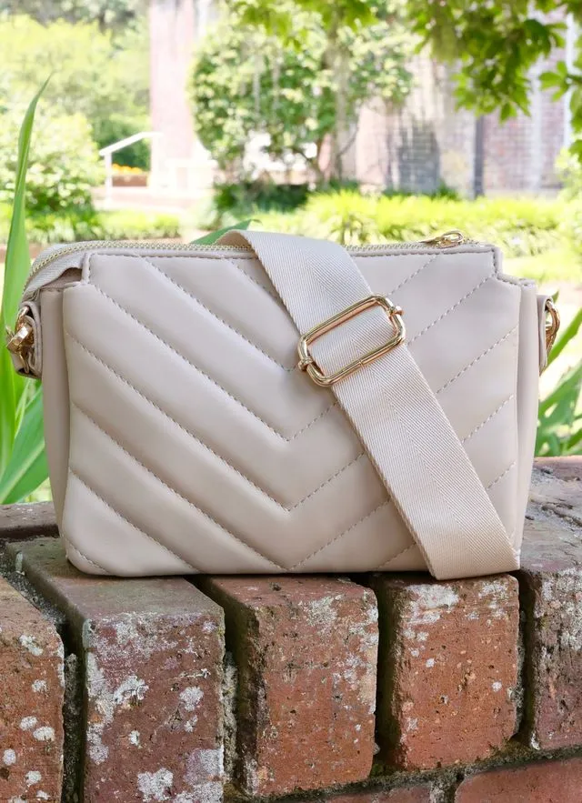 Jace Crossbody Nude V Quilted