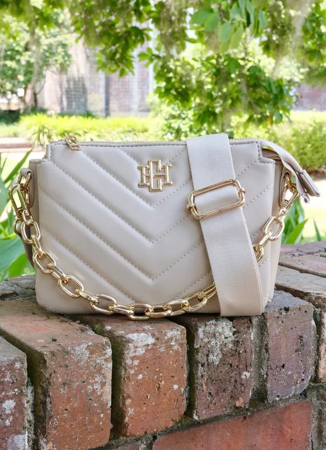 Jace Crossbody Nude V Quilted