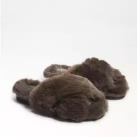 Jeane Slipper in Caviar Brown Plush