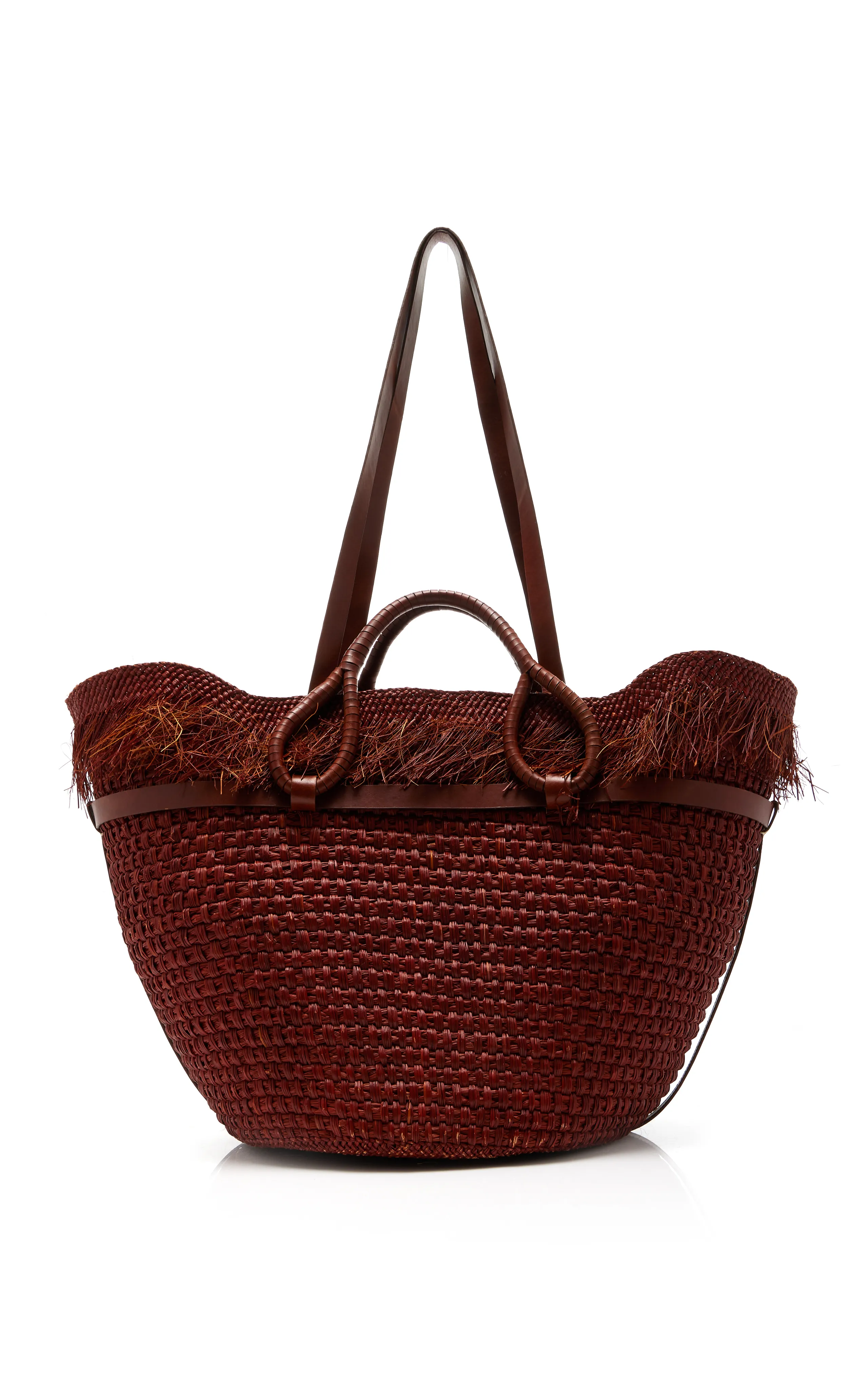 Johanna Ortiz Tropical Enclave Fringed Raffia Tote Bag