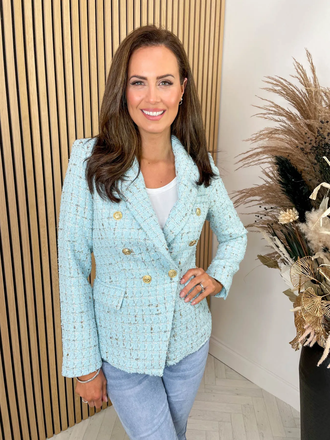 Kendall Tweed Luxe Blazer - Baby Blue