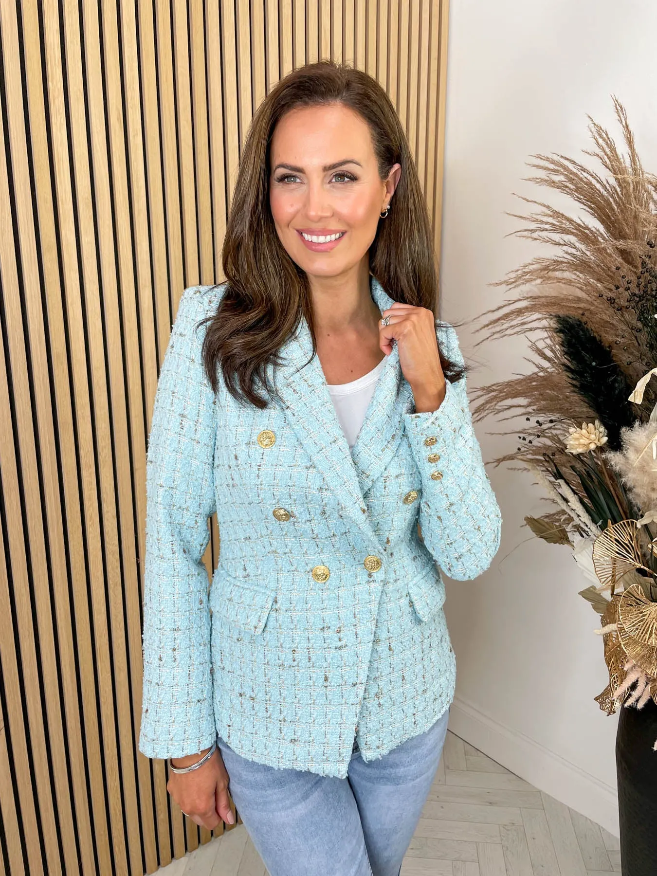 Kendall Tweed Luxe Blazer - Baby Blue