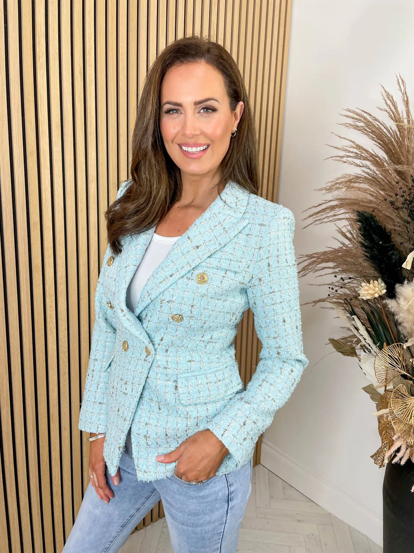 Kendall Tweed Luxe Blazer - Baby Blue