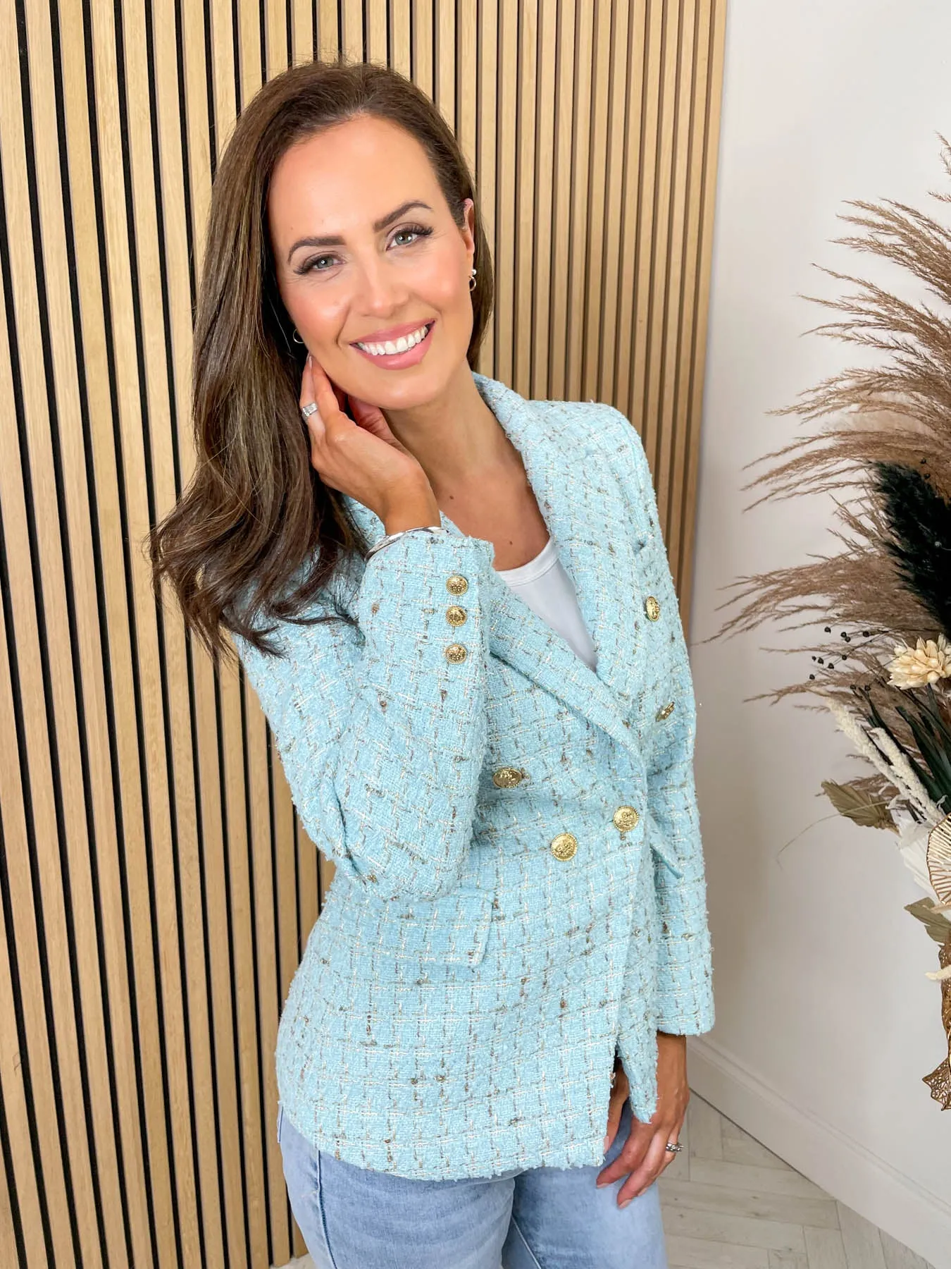 Kendall Tweed Luxe Blazer - Baby Blue