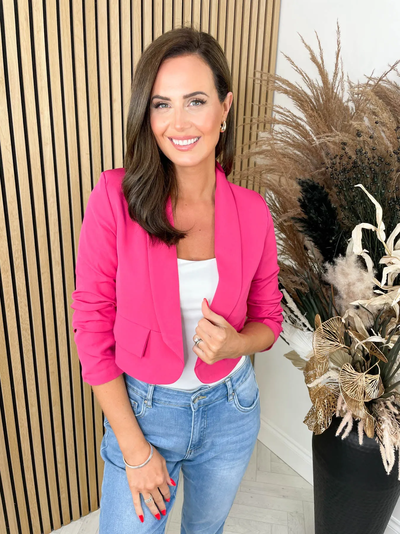 Kim Cropped Blazer - Fuchsia