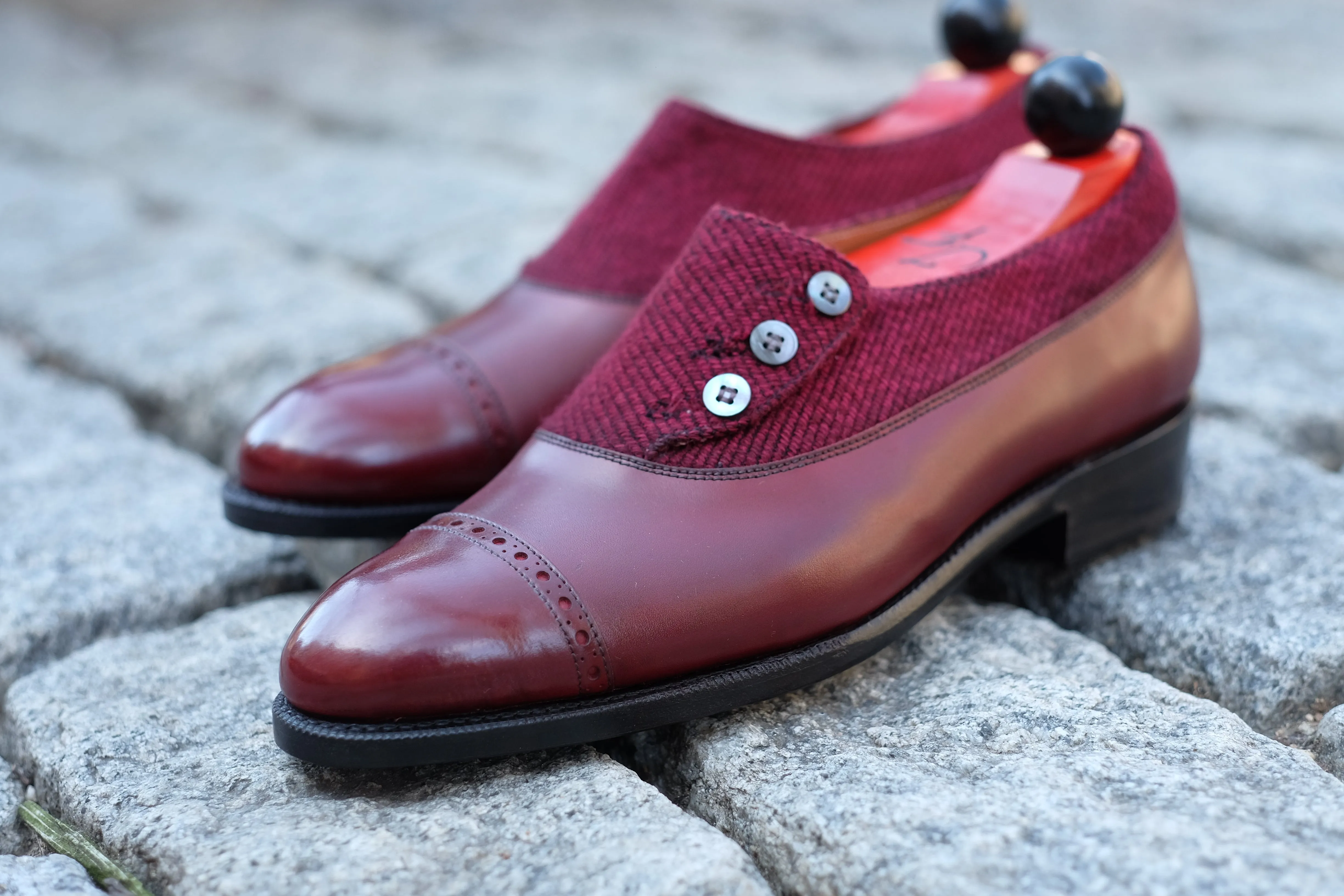 Kingston - MTO - Burgundy Calf / Red Poulsbo - NGT Last - Single Leather Sole