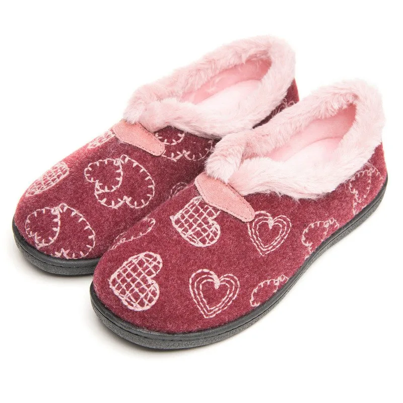 Ladies Bordo Bedroom Slipper Mule Plumaflex Memory Foam 12208