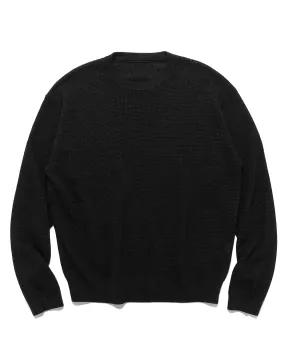 Linen Mesh Oversized Crew Neck Knit Black