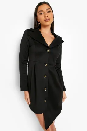 Long Sleeve Asymmetric Hem Blazer Dress