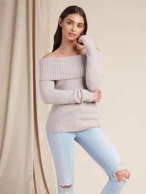 Lovers + Friends Off Shoulder Luna Sweater Heather Grey