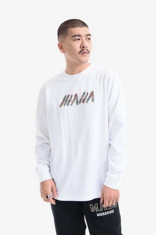 Maharishi cotton longsleeve top Monster Tiger Longsleeve T-Shirt white color